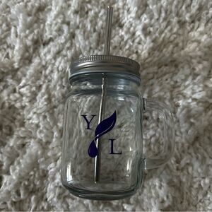 Young Living Clear Glass Mason Jar Mug with Straw